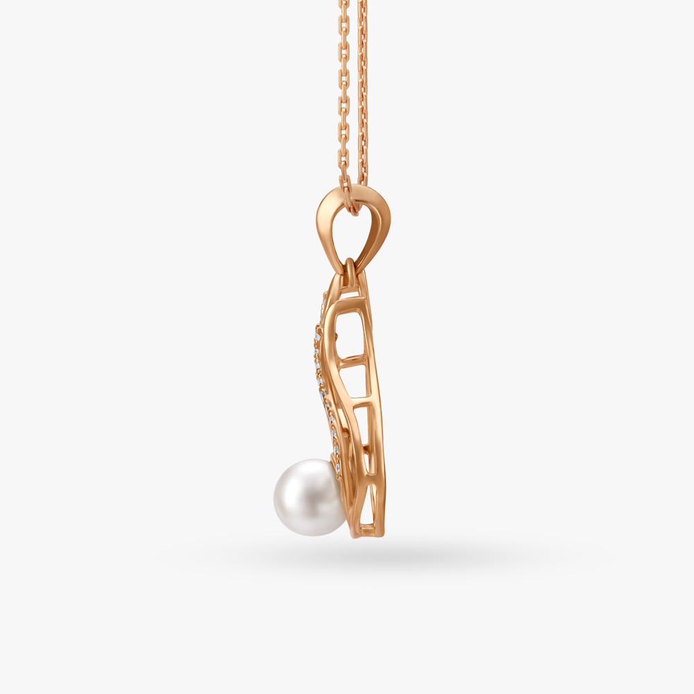 Naturistic Diamond and Pearl Pendant,,hi-res image number null