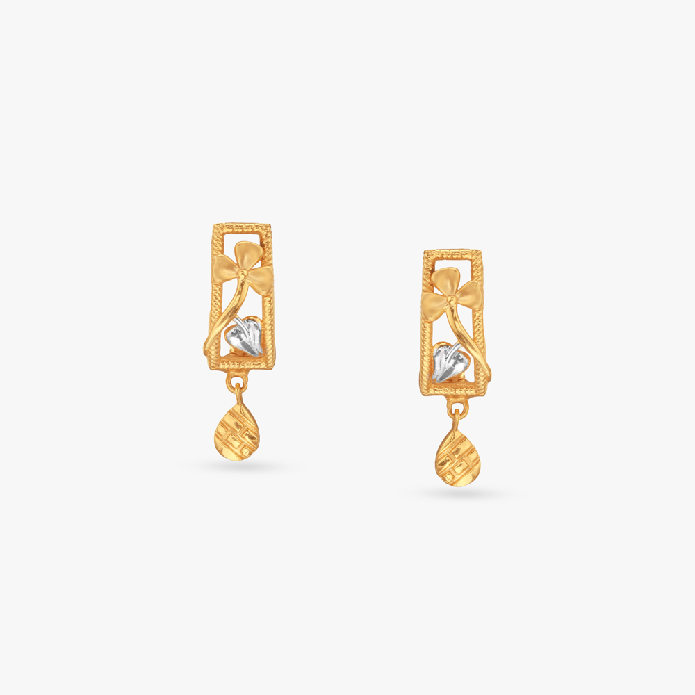 Bloom Drop Gold Hoop Earrings,,hi-res image number null