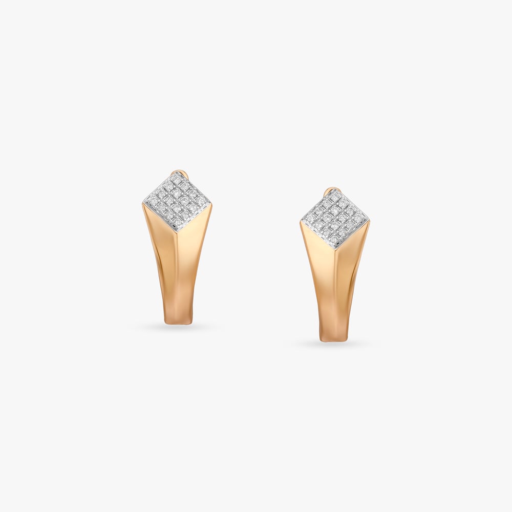 Stylish Geometric Diamond Hoop Bali Earrings,,hi-res image number null