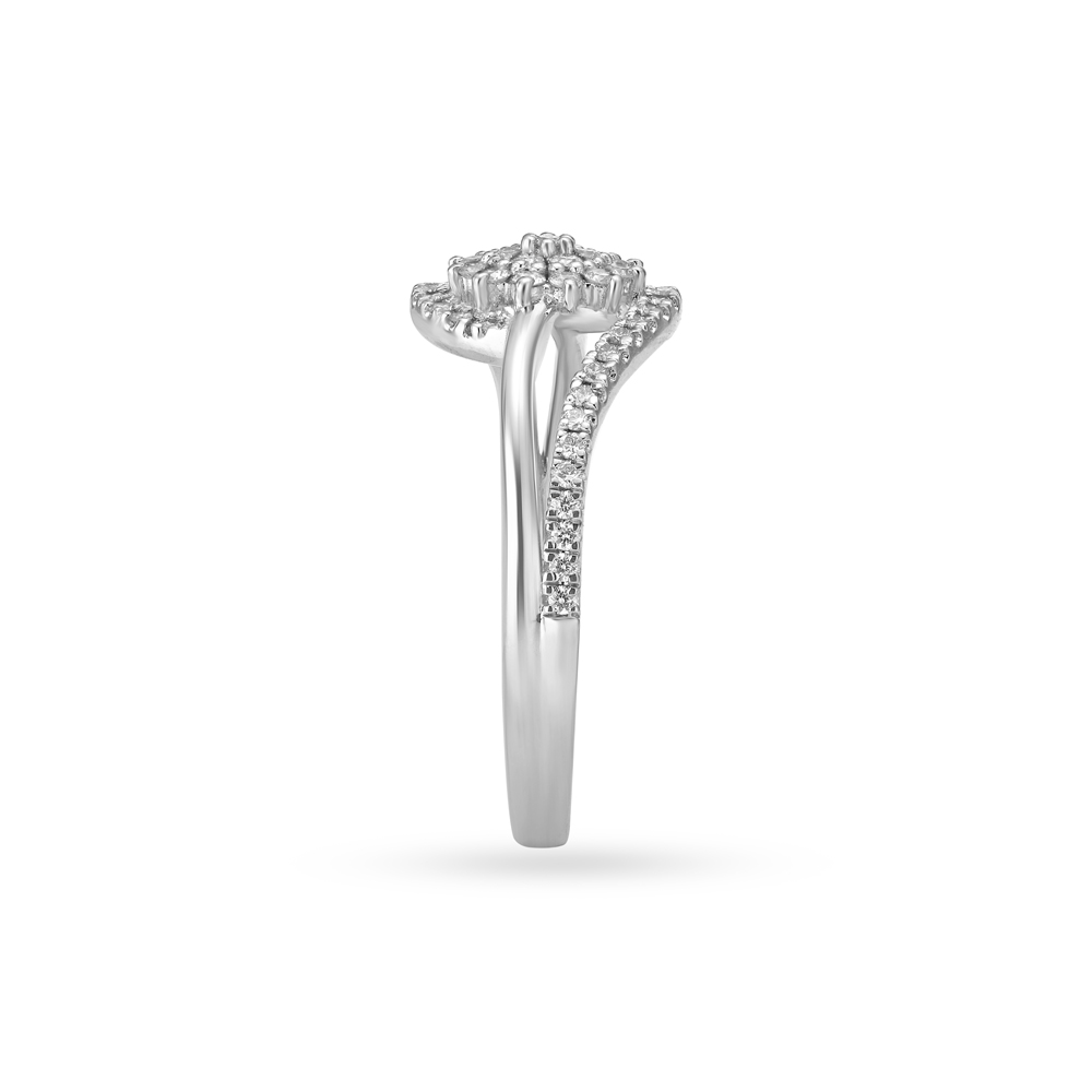 Floral White Platinum Finger Ring