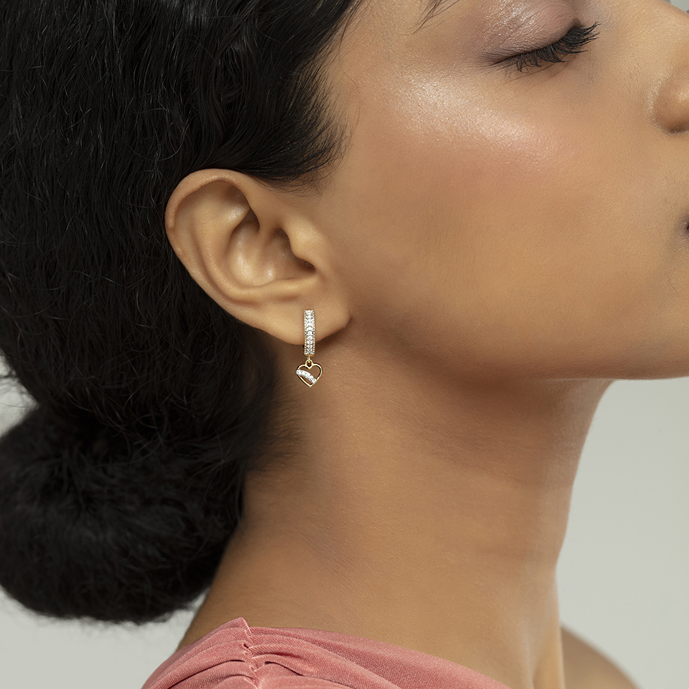 Heart Glow Gold & Diamond Hoop Earrings,,hi-res image number null