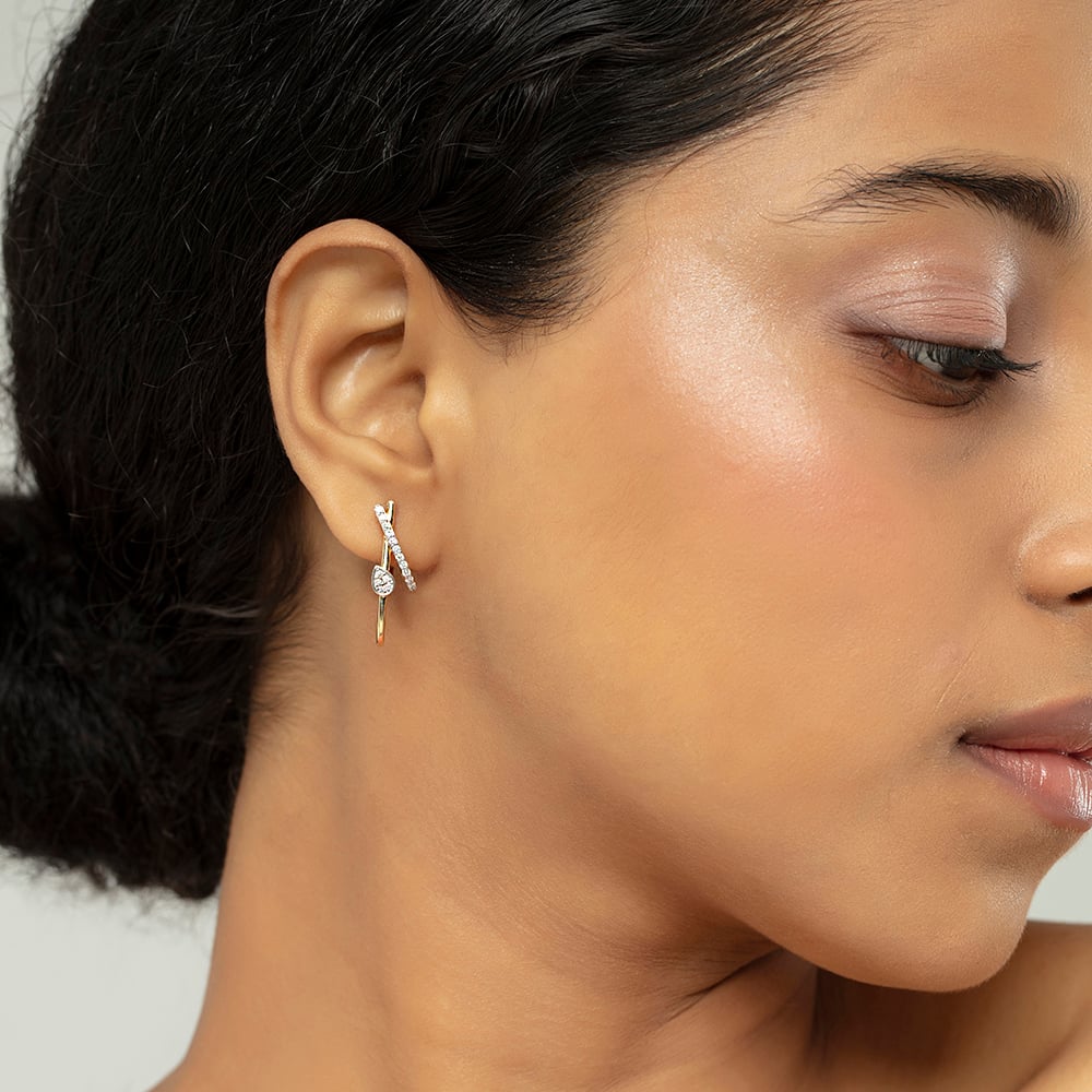 Radiant Spark Gold & Diamond Hoop Earrings,,hi-res image number null