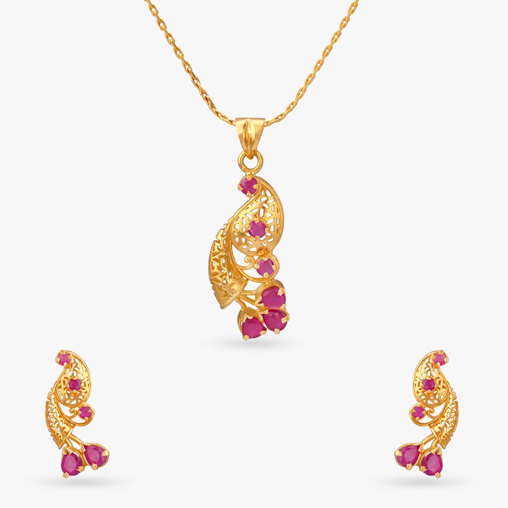 Paisley Charm Pendant and Earrings Set,,hi-res image number null