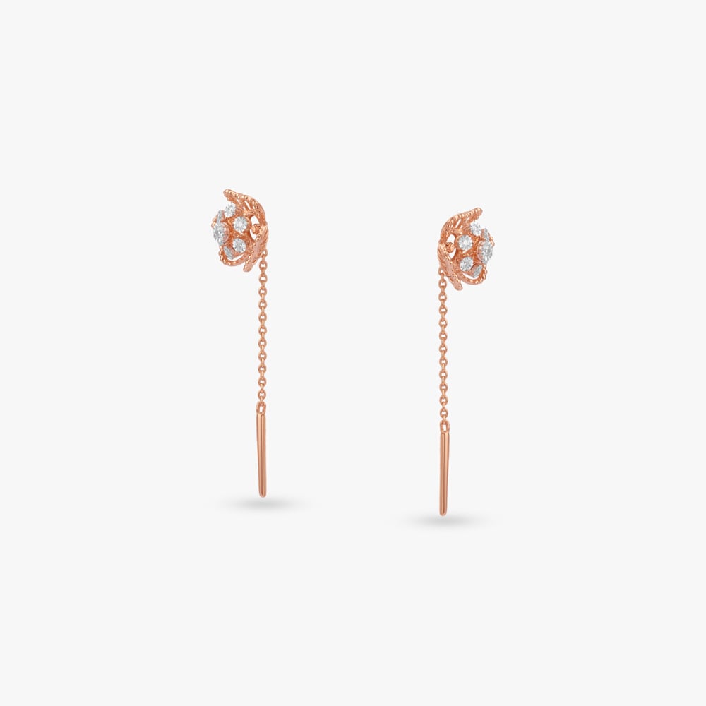 Floral Cascade Diamond Drop Earrings,,hi-res image number null