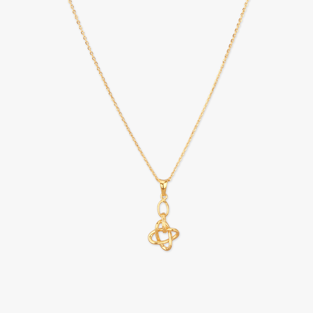 

Modern Knot Gold Pendant with Chain