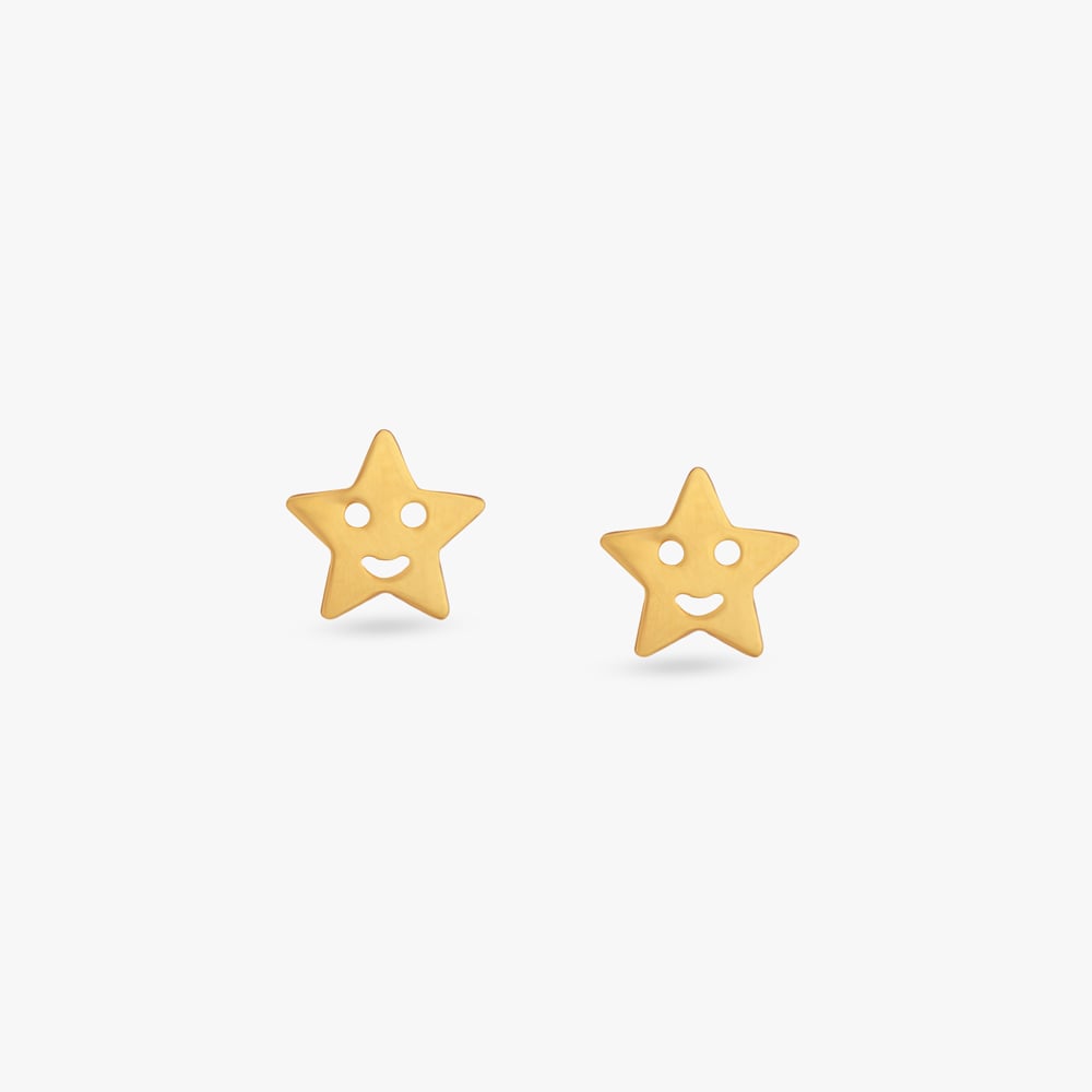 

Smiley Star Gold Stud Earrings for Kids