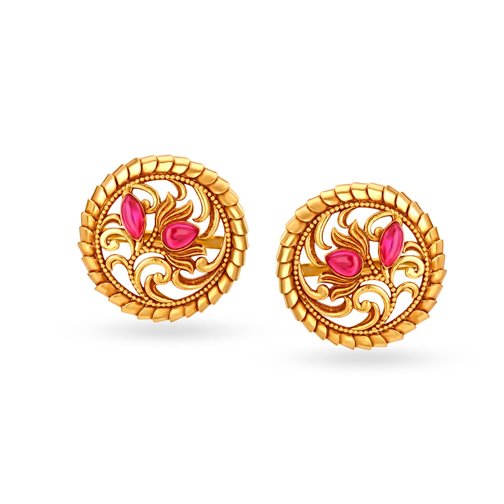 Hypnotic Gold Fancy Stud Earrings