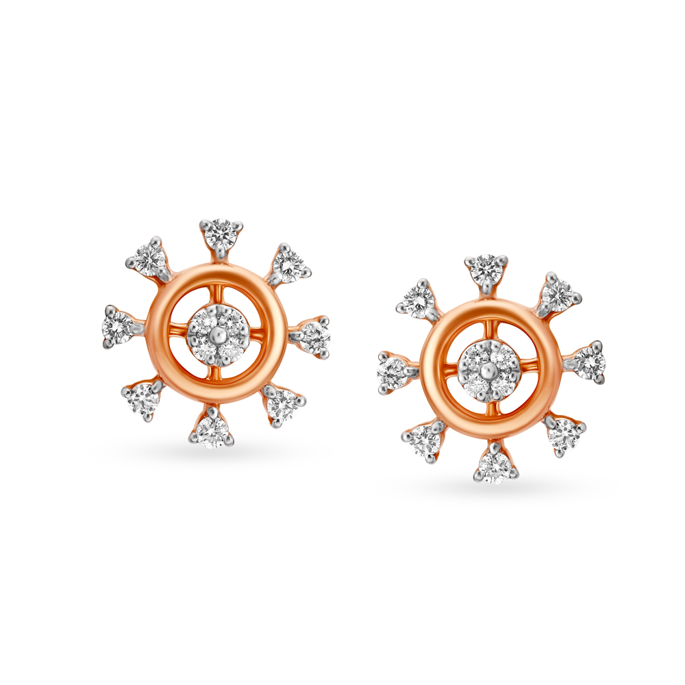 Wheel Diamond Stud Earrings