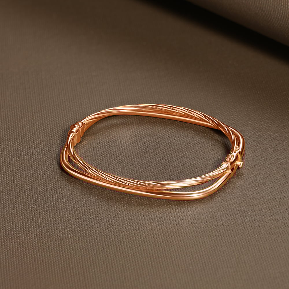 Urbane Yellow Gold Ribbed Bangle,,hi-res image number null