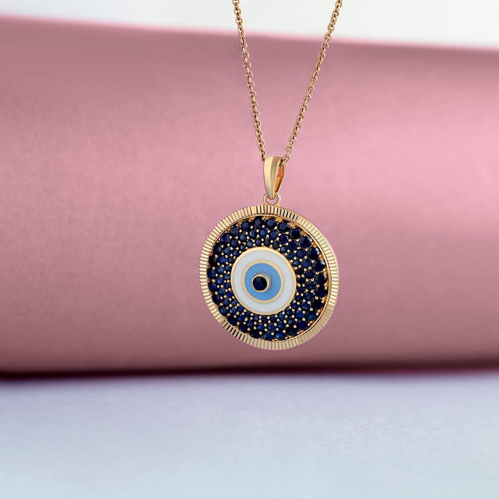 Orb of Protection Evil Eye Gold Pendant,,hi-res image number null