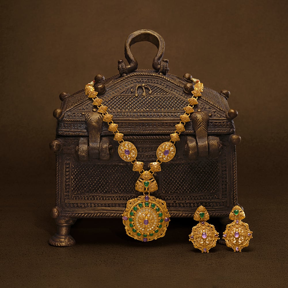 Regal Jaali Work Necklace Set,,hi-res image number null