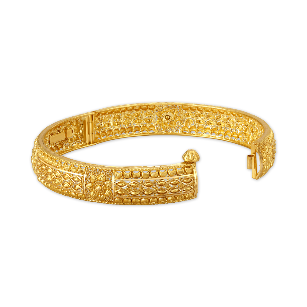 Lavish 22 Karat Yellow Gold Rhombus Bead Bangle,,hi-res image number null