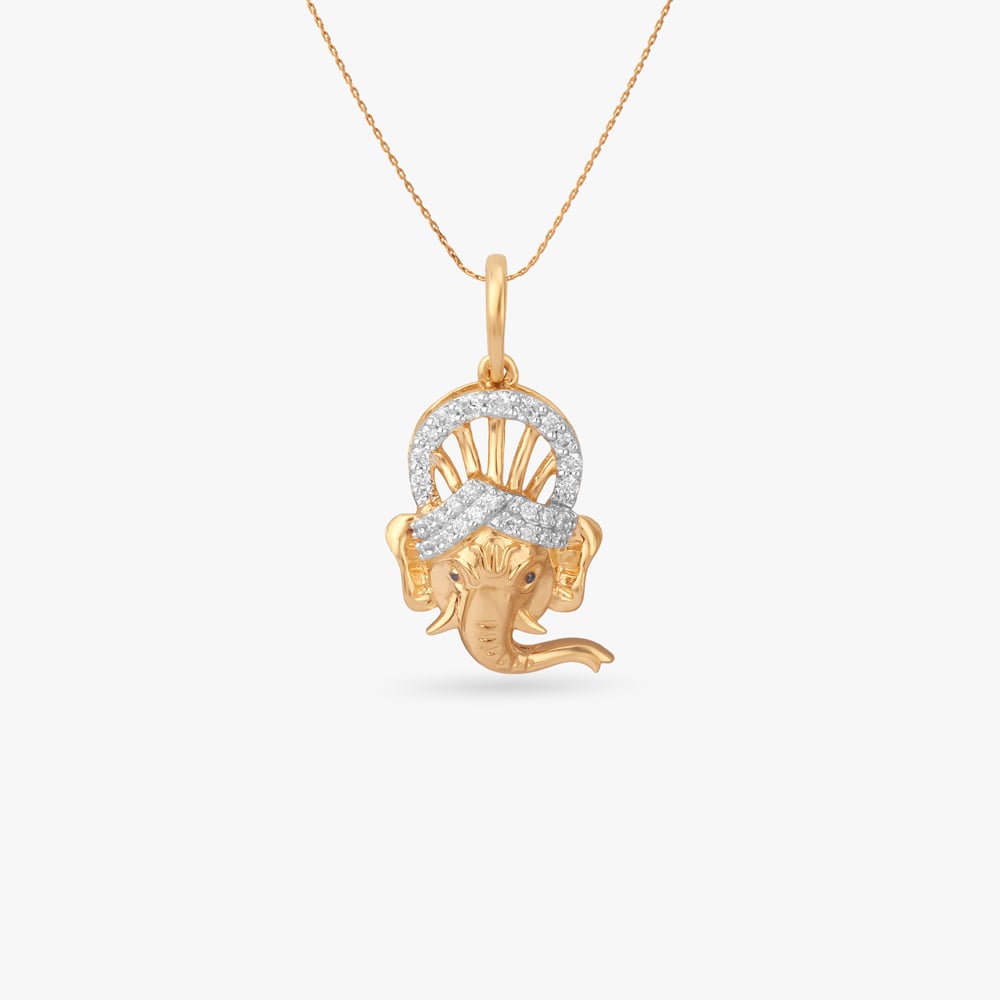 Crowned Ganesh Diamond Pendant,,hi-res image number null