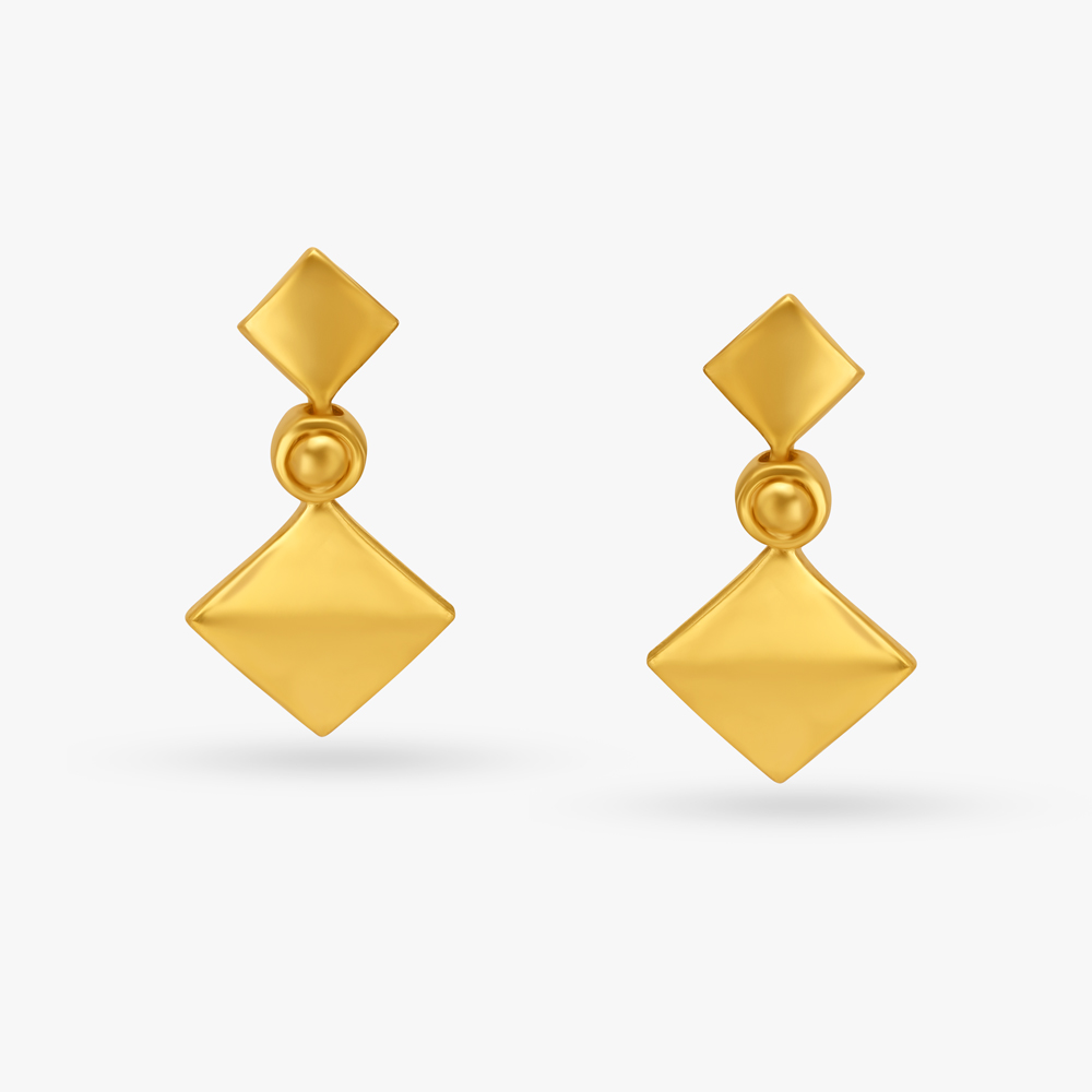 Contemporary Geometric Gold Drop Earrings