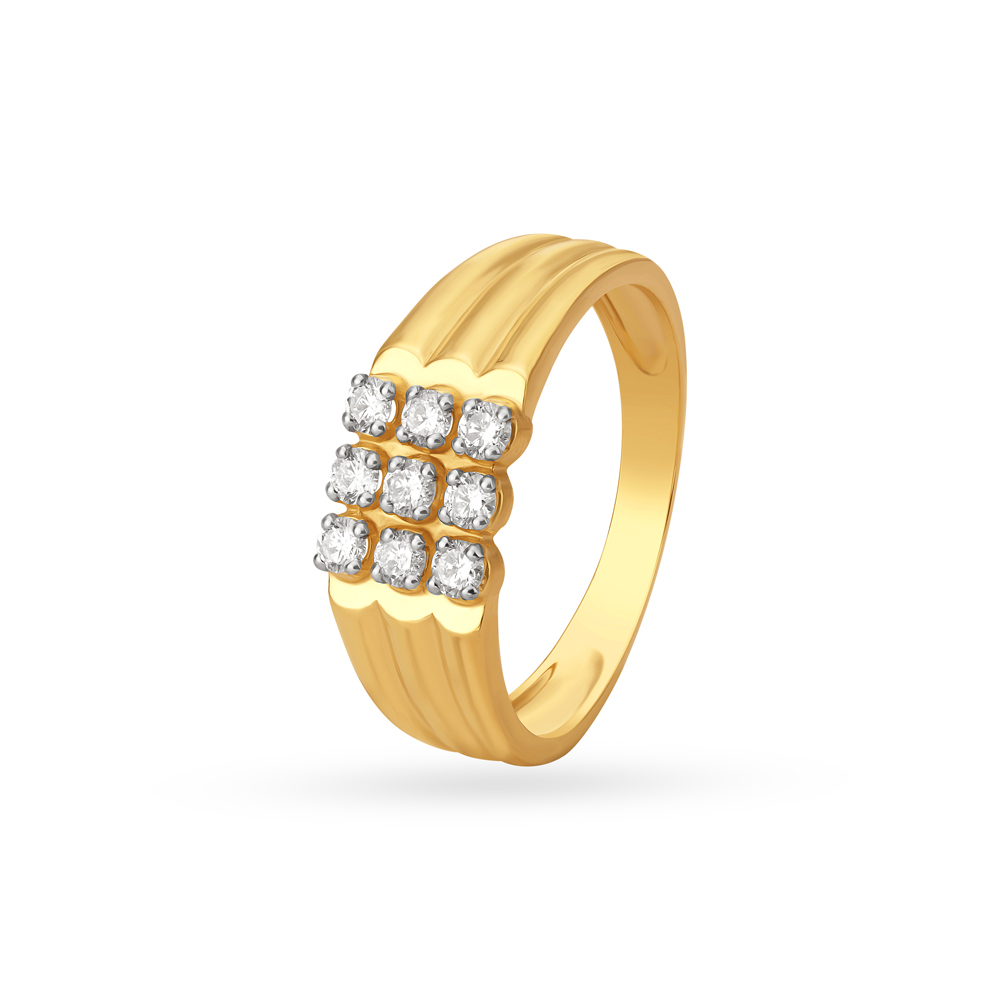 Nine Stone Diamond Finger Ring For Men,,hi-res image number null