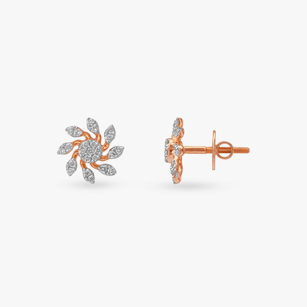 Glam Leaf Diamond Stud Earrings,,hi-res image number null