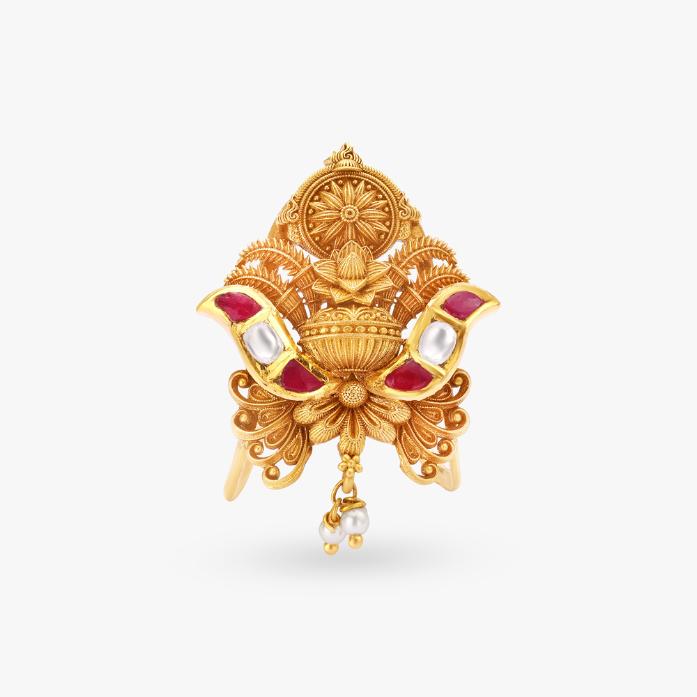 Kalash of Divinity Gold Vanki Finger Ring,,hi-res image number null