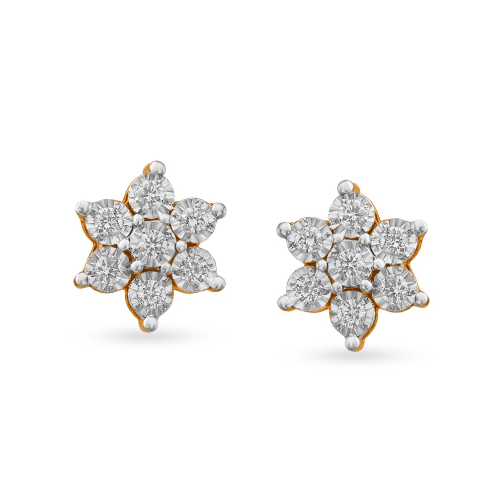 Divine Gold and Diamond Stud Earrings,,hi-res image number null