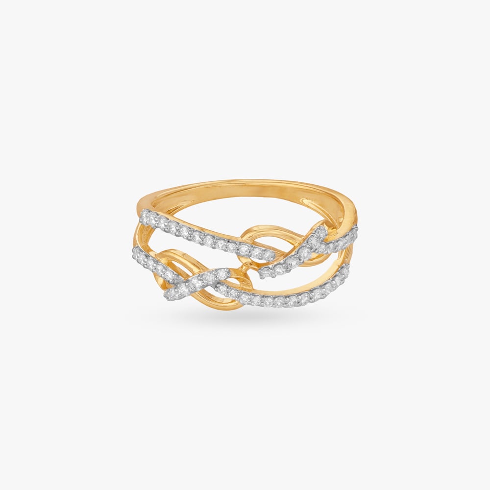 Infinity Knot Diamond Finger Ring,,hi-res image number null