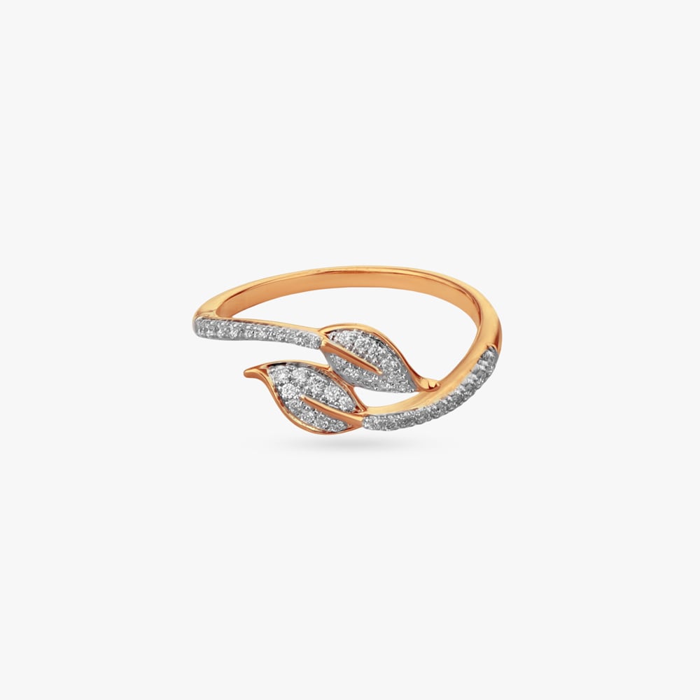 Sculpted Leaf Diamond Ring,,hi-res image number null