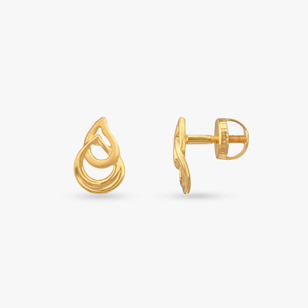 Tiny Ripple Gold Stud Earrings for Kids,,hi-res image number null