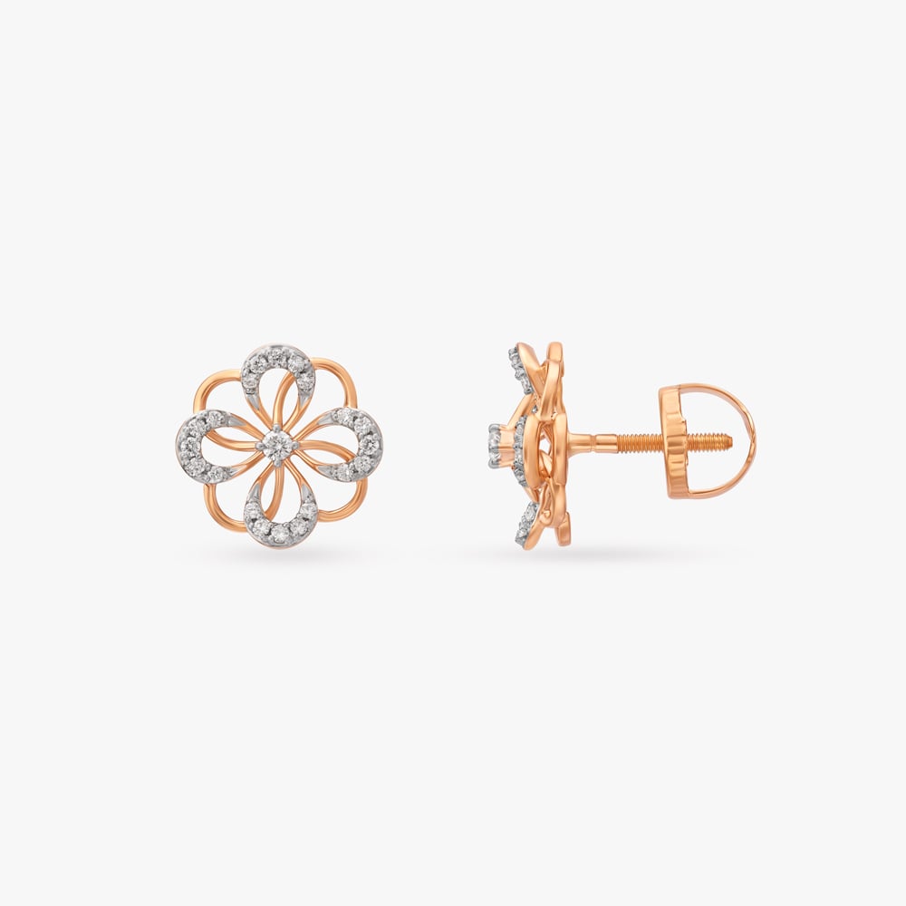 Glimmer Curl Diamond Stud Earrings,,hi-res image number null