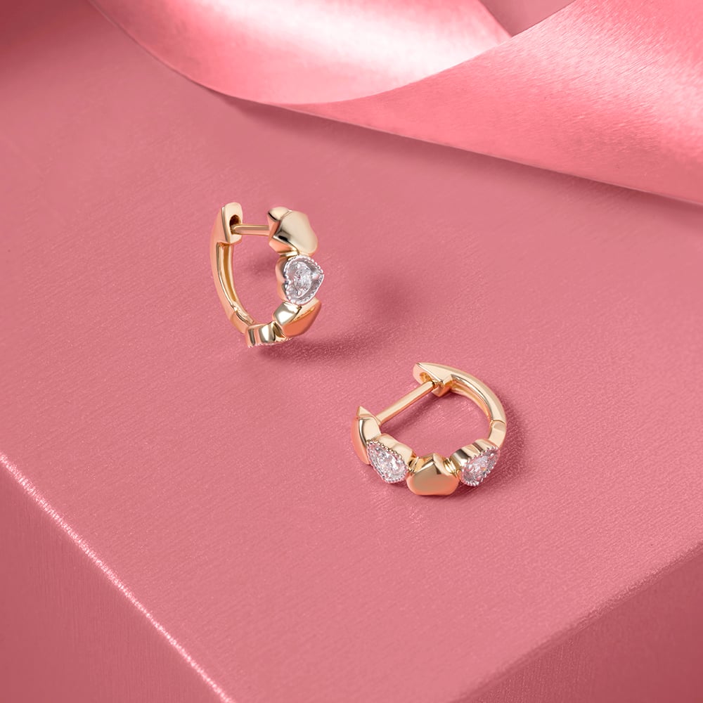 Bold Chic Gold & Diamond Hoop Earrings,,hi-res image number null