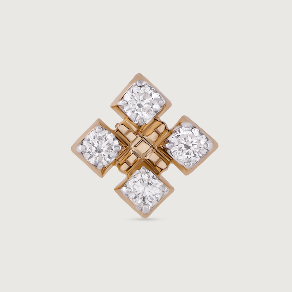 Squared Sparkle Gold and Diamond Nose Pin,,hi-res image number null