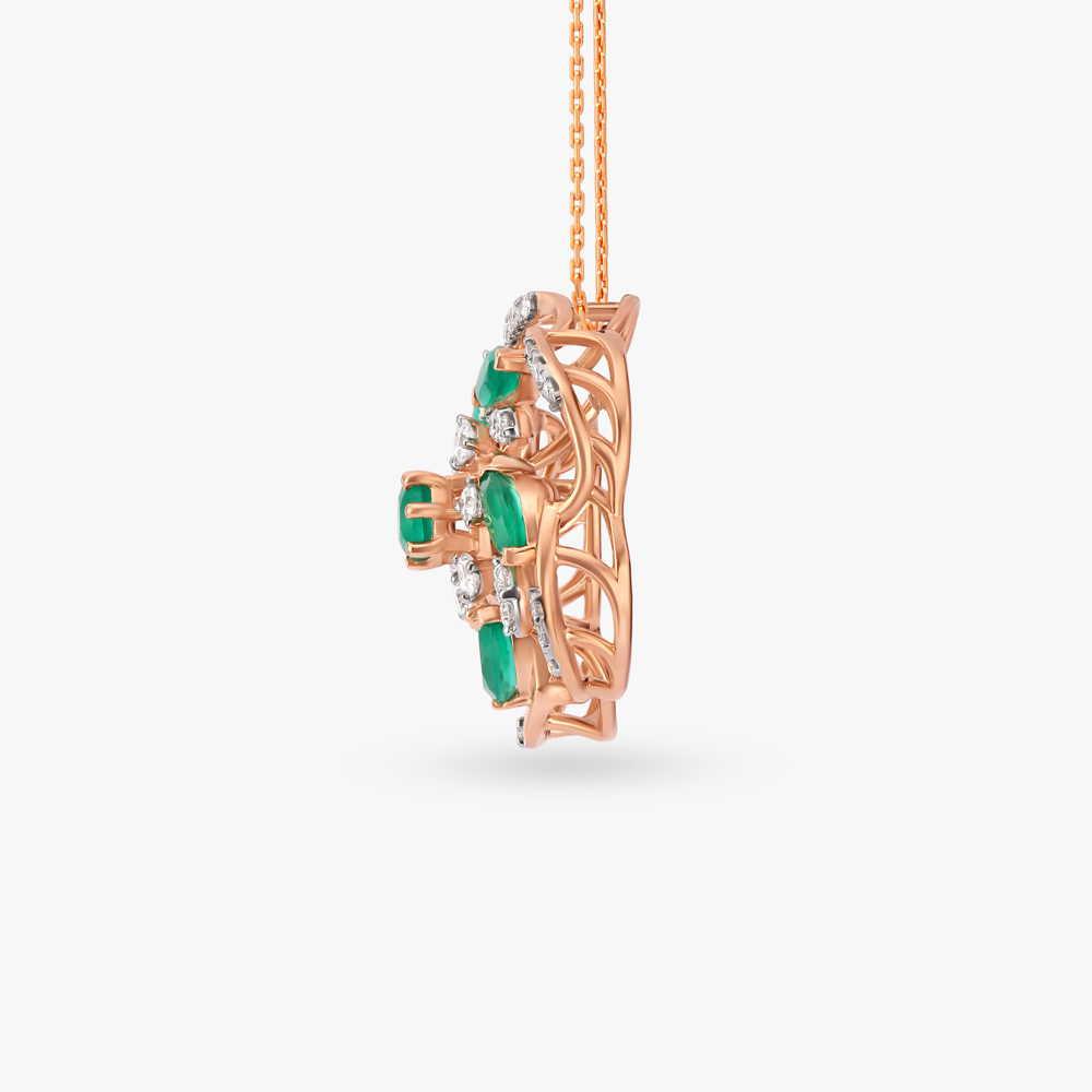 Verdant Flower Diamond Pendant and Earrings Set,,hi-res image number null