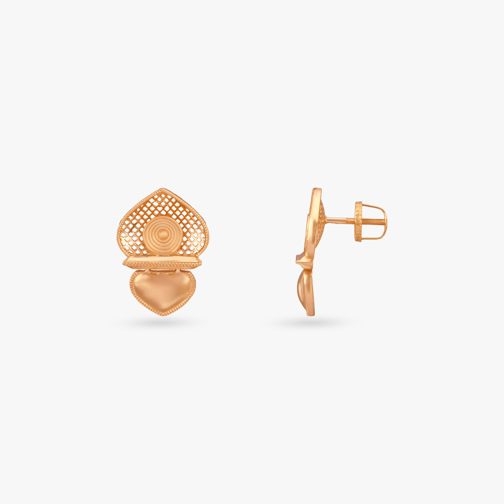 Regal Heart Gold Drop Earrings,,hi-res image number null