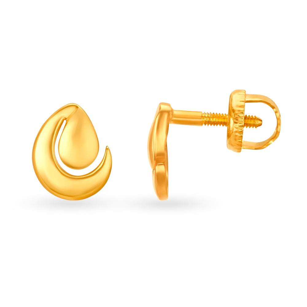 Fashionable 22 Karat Yellow Gold Artsy Curve Stud Earrings,,hi-res image number null