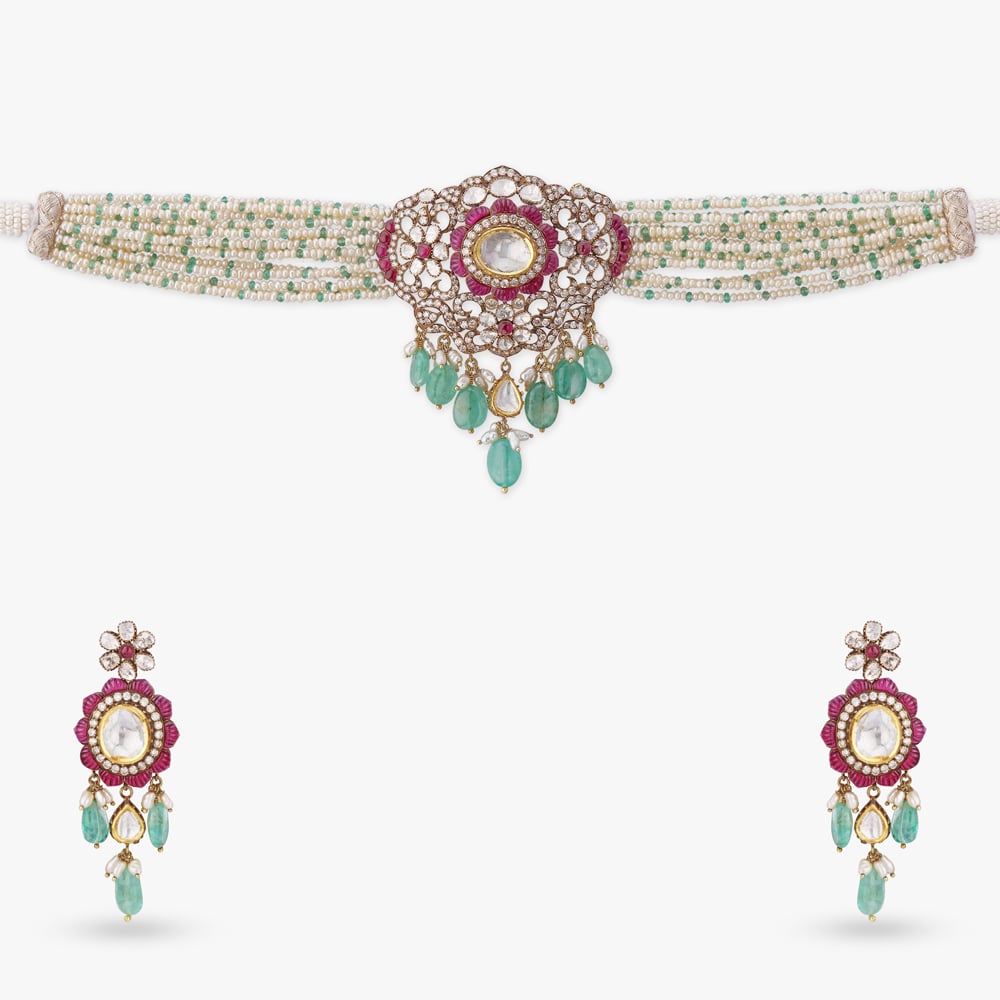 Emerald Bloom Diamond Neckwear Set,,hi-res image number null