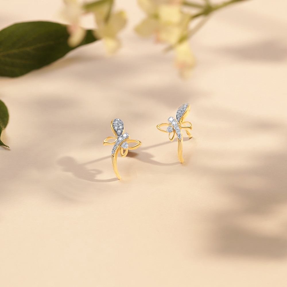 Dancing Butterfly Diamond Stud Earrings,,hi-res image number null