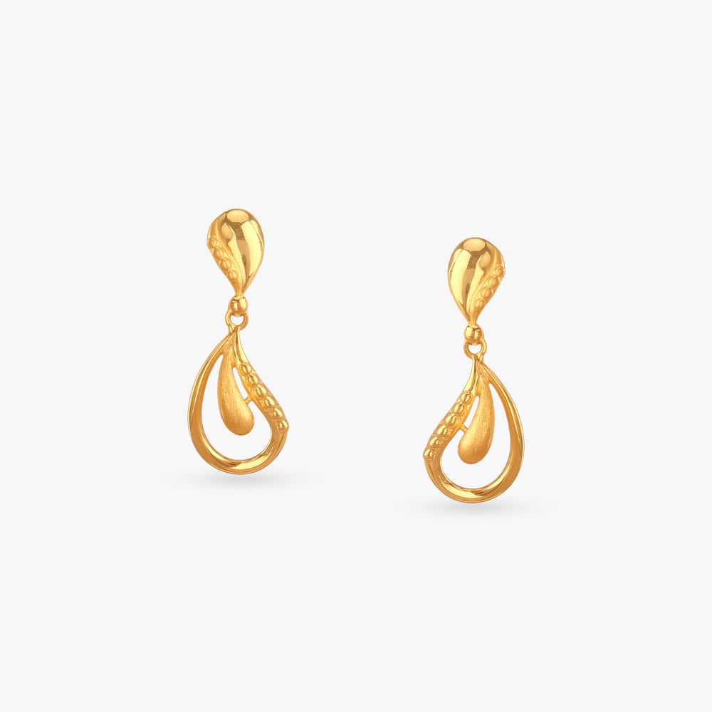 

Artistic Swirl Gold Drop Earrings
