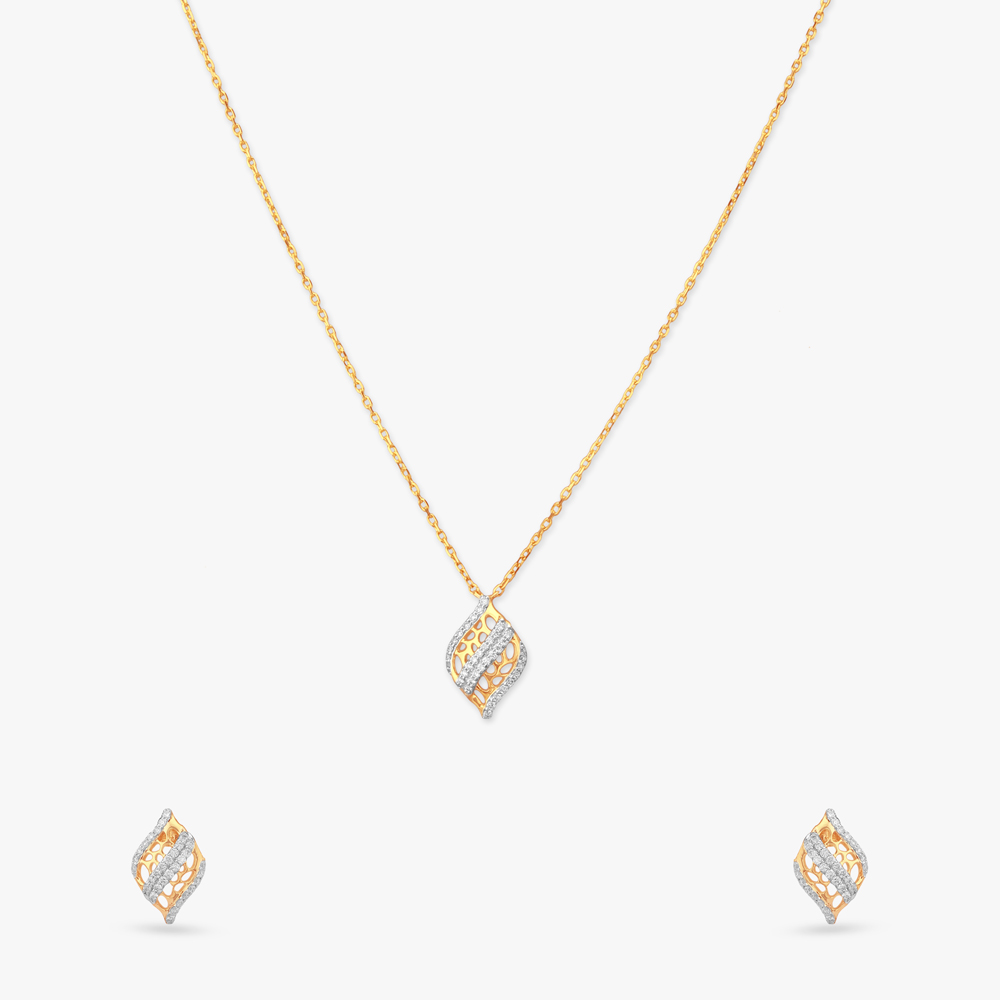 Twilight Weave Diamond Pendant with Chain and Earrings Set,,hi-res image number null