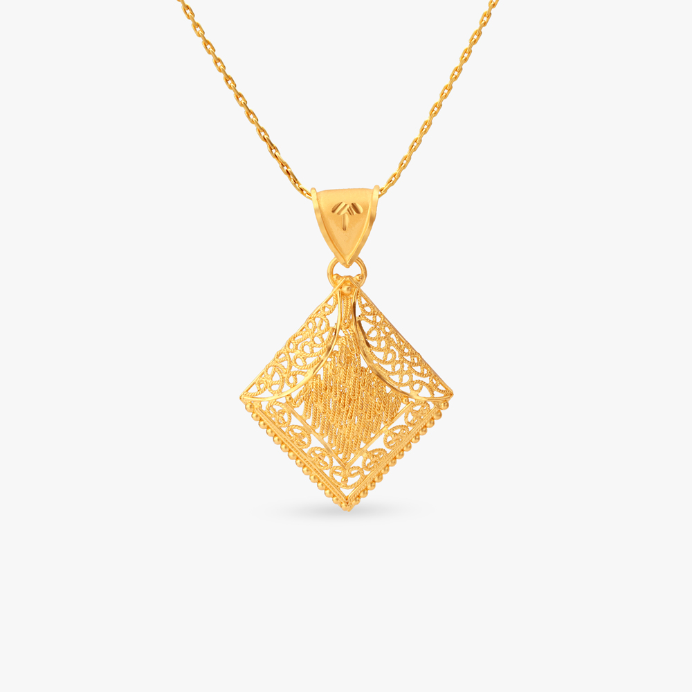 Heritage Lattice Gold Pendant and Earrings Set,,hi-res image number null
