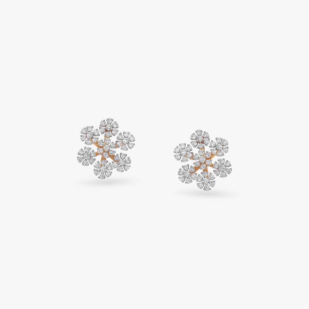 Dainty Bloom Diamond Stud Earrings,,hi-res image number null