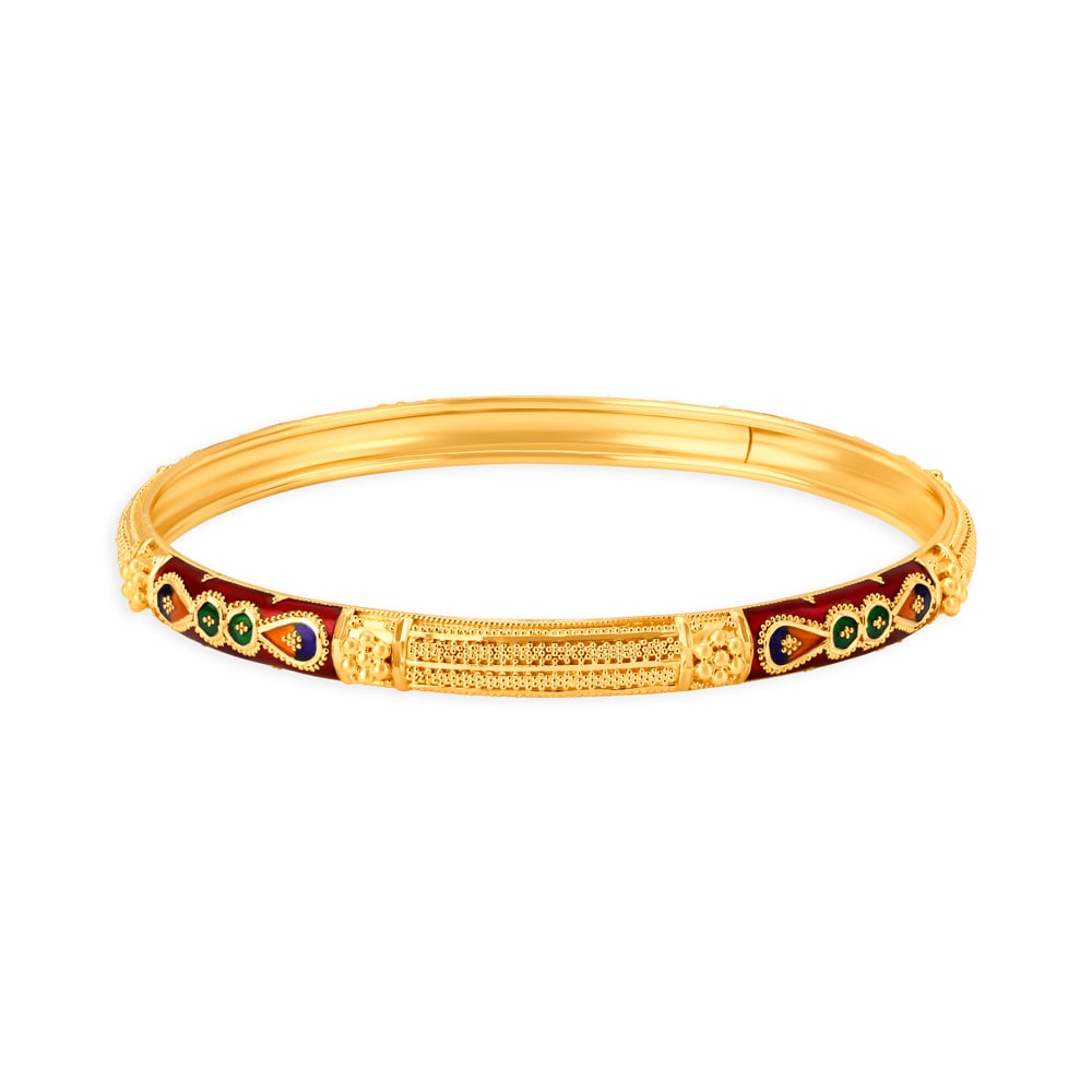Gold Textured Enamel Bangle,,hi-res image number null