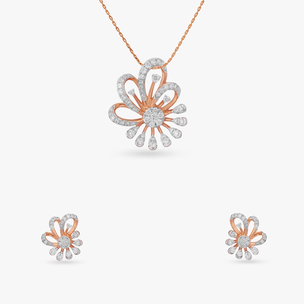 Bloom Arc Diamond Pendant and Earrings Set,,hi-res image number null