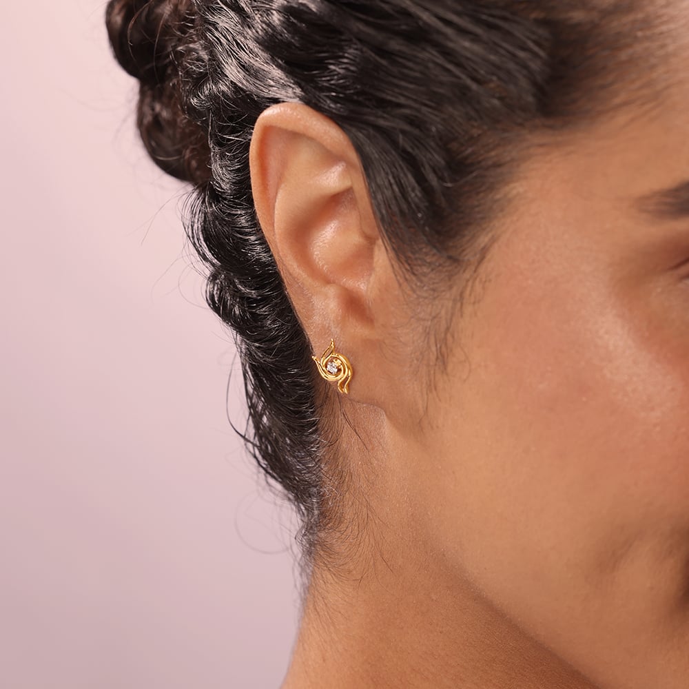 Petal Radiance 14 Kt Gold & Diamond Stud Earrings,,hi-res image number null