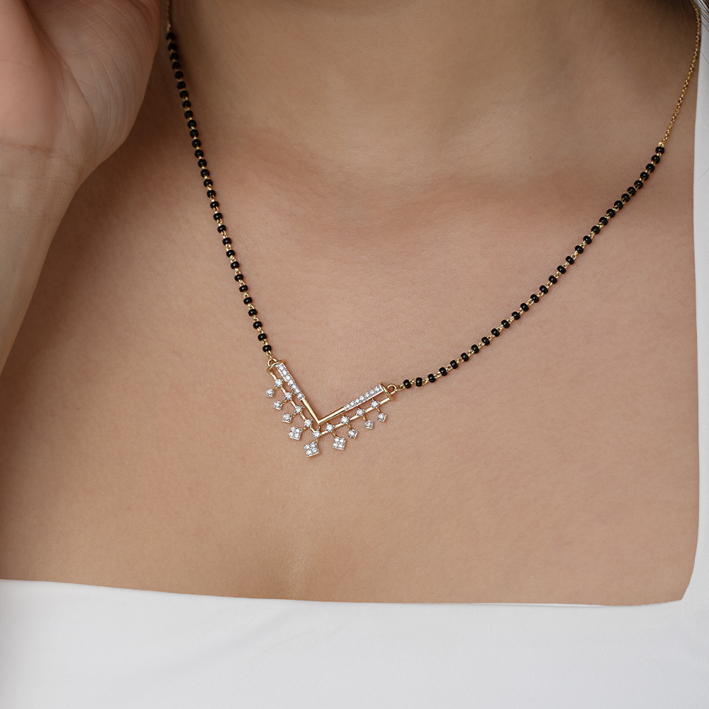 Glistening Fringe Gold and Diamond Mangalsutra,,hi-res image number null