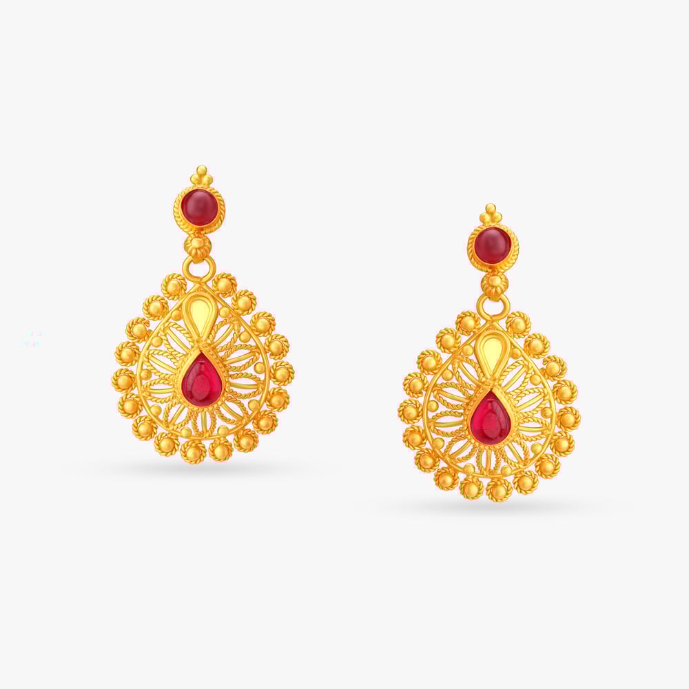 

Regal Filigree Gold Drop Earrings