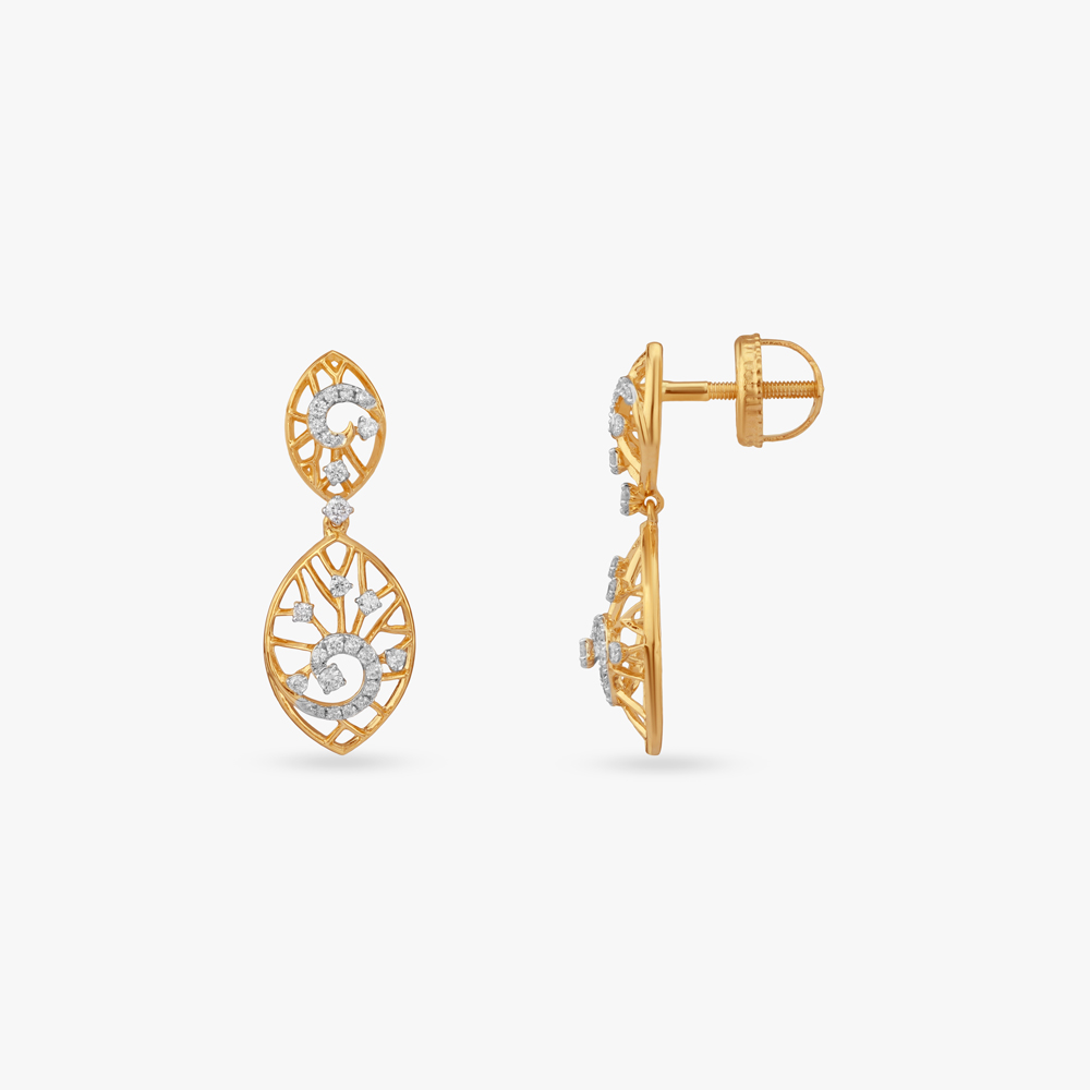 Sunburst Spiral Diamond Drop Earrings,,hi-res image number null