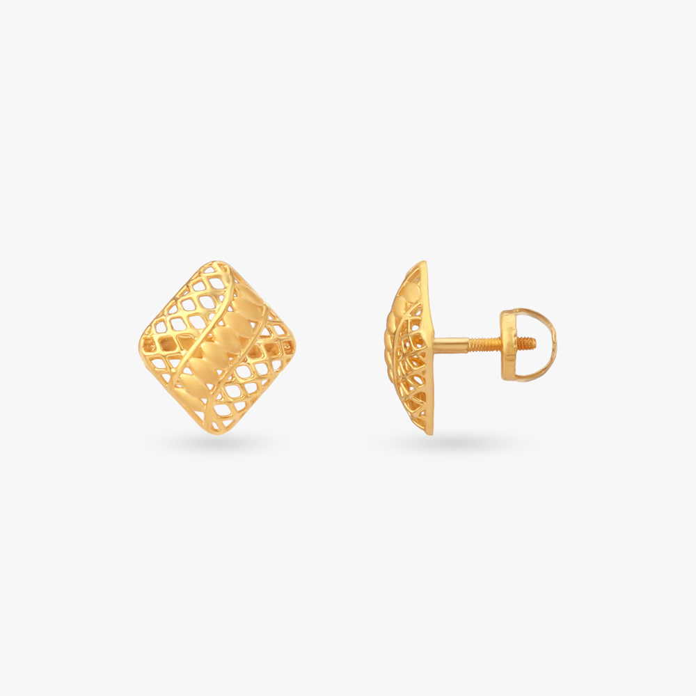 Woven Grace Gold Stud Earrings,,hi-res image number null