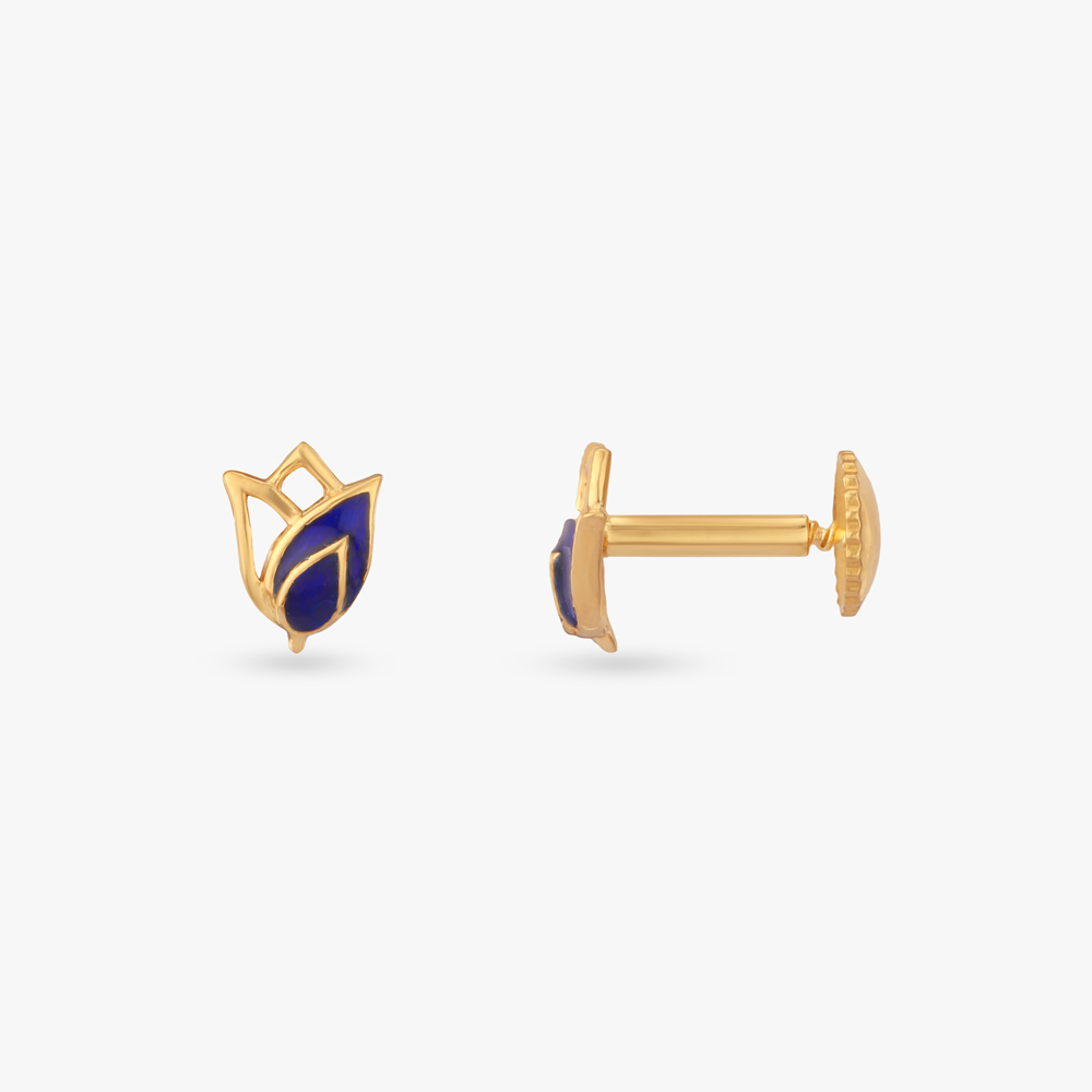 Little Lotus Gold Stud Earrings for Kids,,hi-res image number null