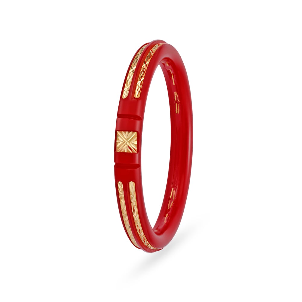 Carved Gold Red Pola Bangle
