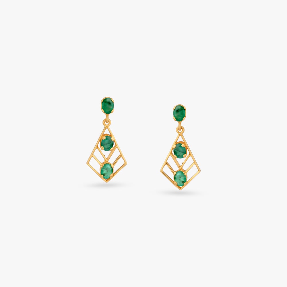 

Linear Lattice Gold Drop Earrings