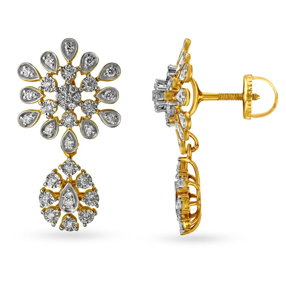 Resplendant Floral Diamond Drop Earrings,,hi-res image number null