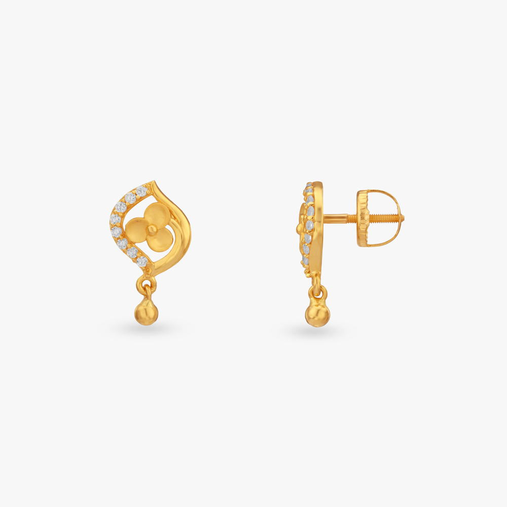 Floral Swirl Gold Drop Earrings,,hi-res image number null
