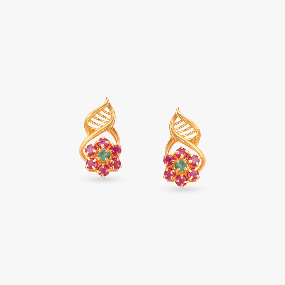 Twisted Bloom Ruby Stud Earrings,,hi-res image number null